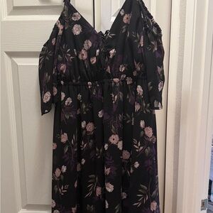 Torrid Floral Black Dress with Pink and Purple size 00